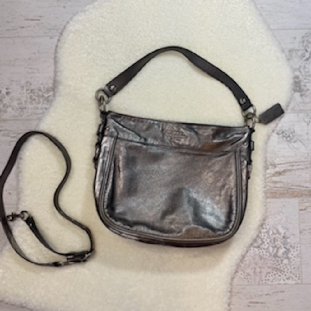 Coach Metallic Silver Crossbody Purse - Picture 2 of 15